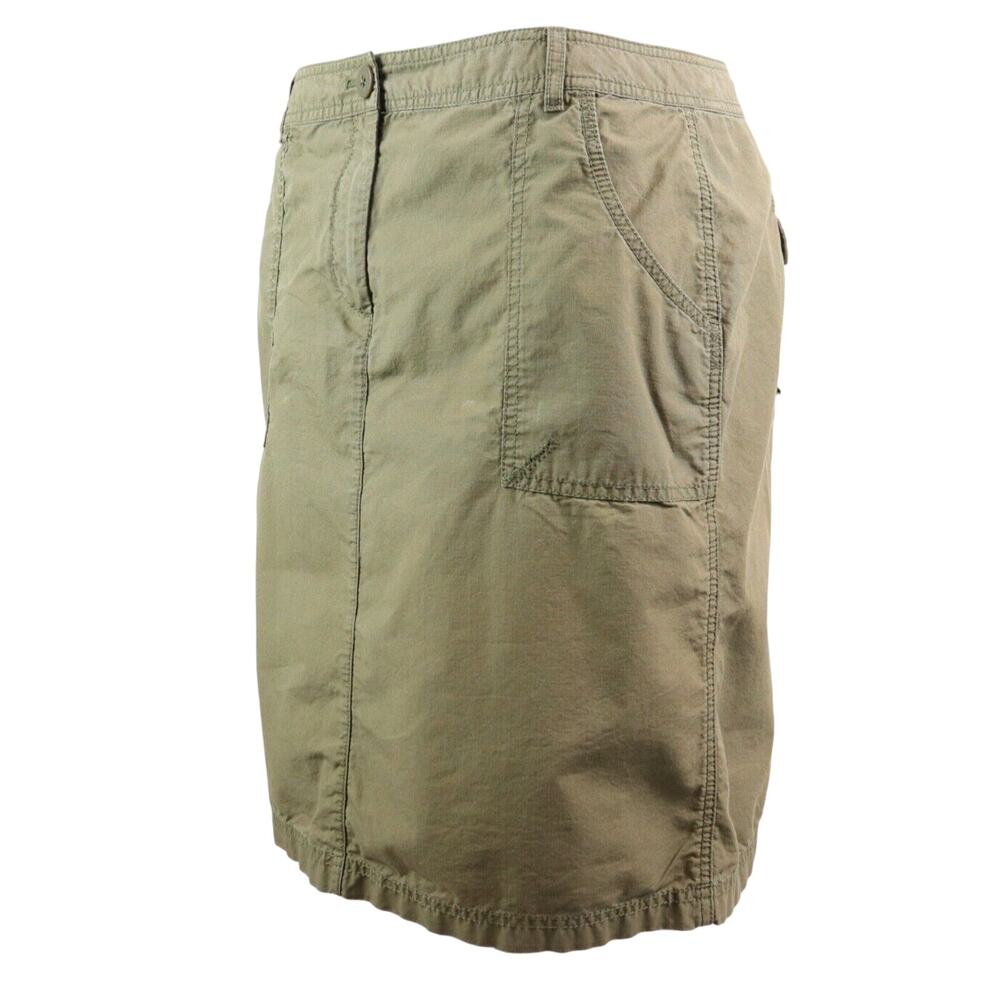 J Jill Size 14 Utility Pencil Skirt Cotton Cargo Pocket Khaki Green - Picture 2 of 9